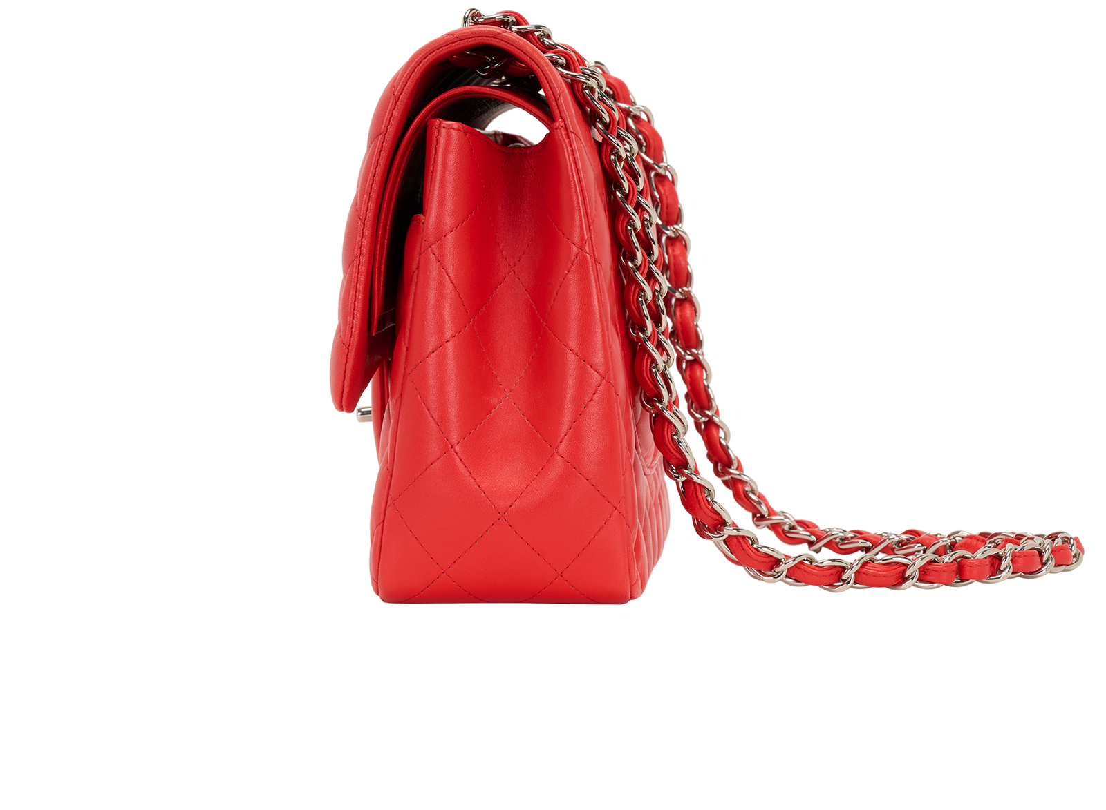 Jumbo Double Flap, &pound;4,800, Handbags, Red, Lambskin Leather, Bottom view